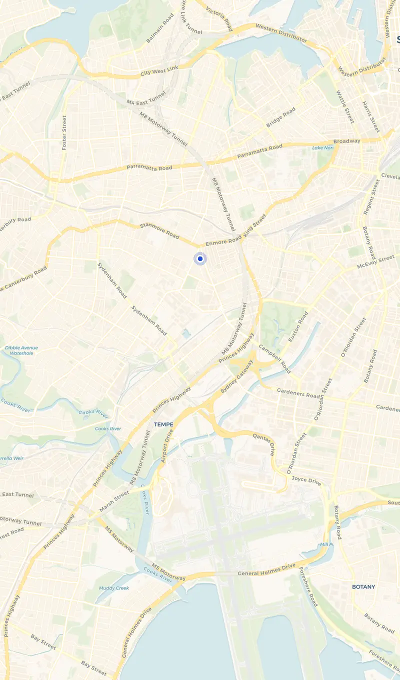 Map of the Enmore service area and the surrounding suburbs we cover.